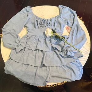 Inspired Hearts Sky Blue Long Sleeve Dress